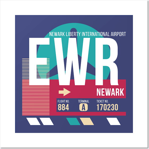 Newark, New Jersey (EWR) Airport Code Baggage Tag E Wall Art by SLAG_Creative